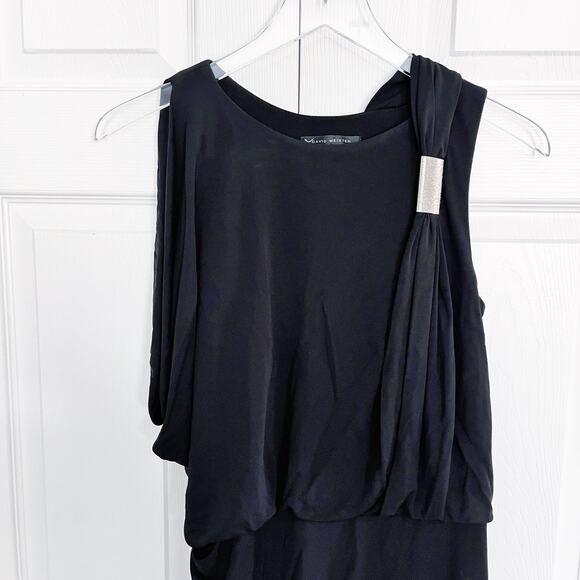 David Meister Black Drapey Bodycon Dress - Picture 2 of 10